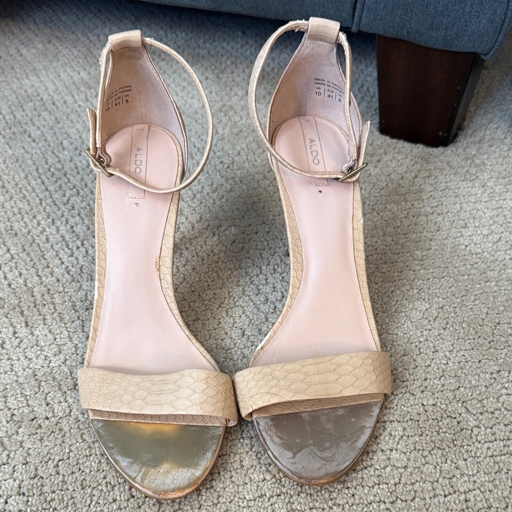 ALDO Women's Cream Ankle Strap Heels